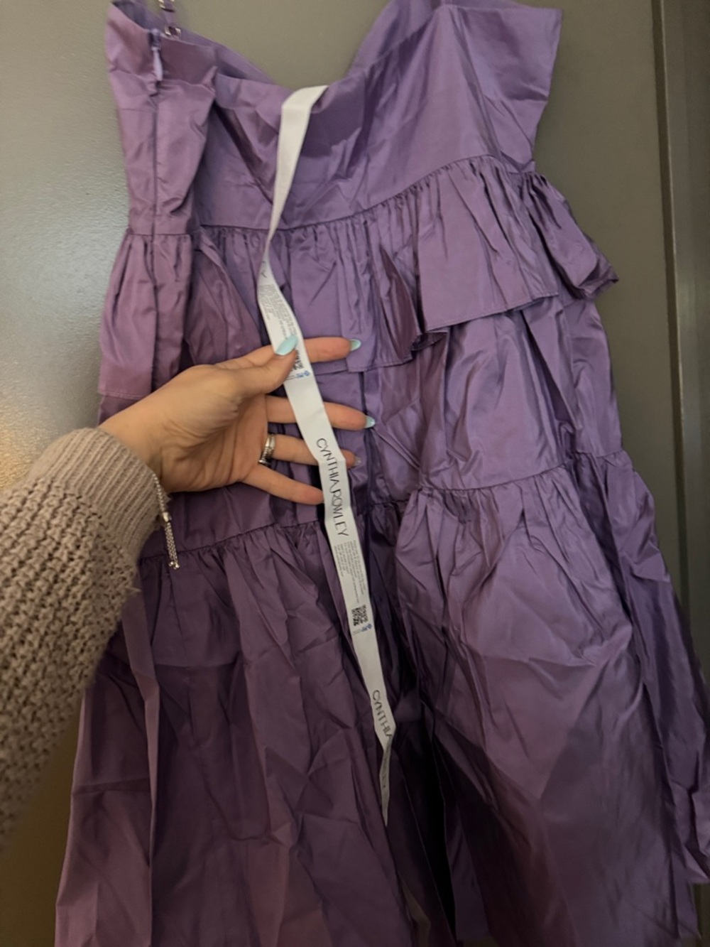 Cynthia Rowley Lilac Ruffled Spaghetti Strap Dress - Picture 6 of 7